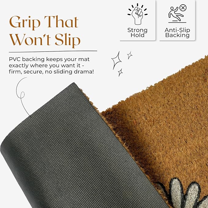 Coir Door Mats 17" X 30", Non-Slip Sturdy, PVC Backed Heavy Duty, Welcome - Image 6