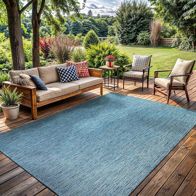 Washable Indoor Outdoor Rug Weather Resistant Carpet Modern Solid by LenaRug