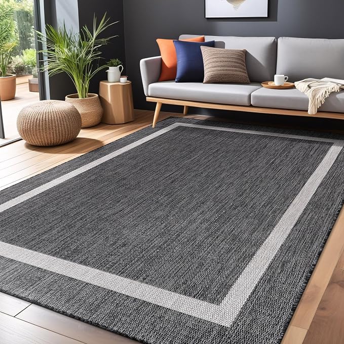 Bordered Outdoor Rug 5x7 Washable Outside Carpet - Image 5