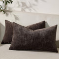 Set of 2 Soft Textured Throw Pillow Covers 12x20, Invisible Zipper Neutral by HOME