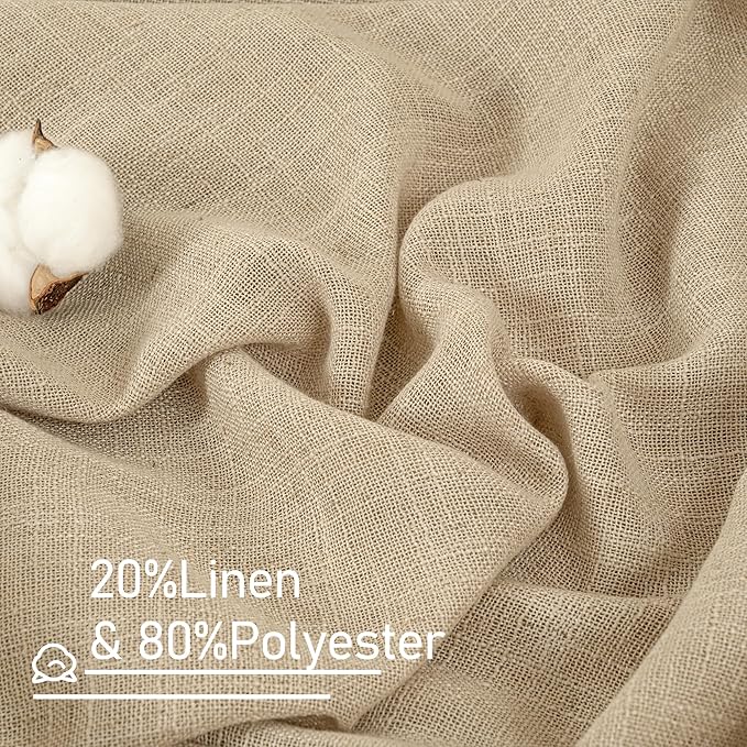 LAMIT 63 Inch Sheer Linen Window Curtains, Light Filtering Panels Back Tab and - Image 2