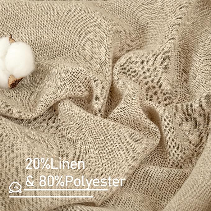 LAMIT Linen Semi Sheer Curtains 96 inches Long 2 Panels Set, Light Filtering - Image 2