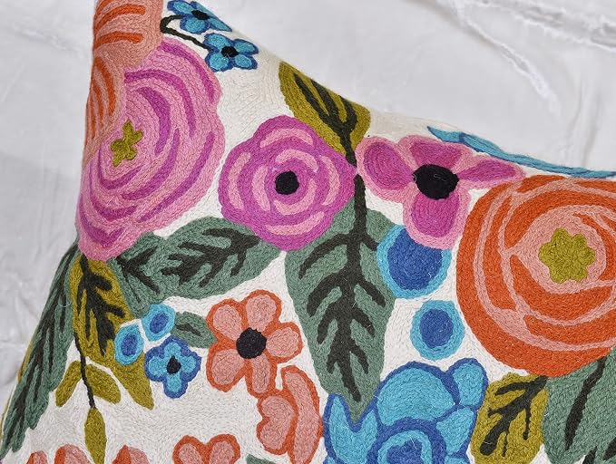 Roses Floral Pillow Cover Flower Farmhouse Chair Cushion Suzani Flowers - Image 7