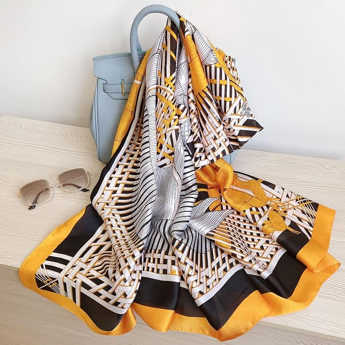 Fashion Scarves Scarf 100% Silk Feeling Scarf Silk Like Scarves Long - Image 2
