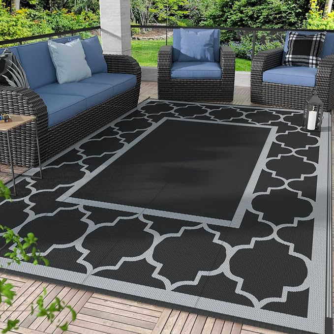 GENIMO 4 ' x 6 ' Outdoor Rug for Patio, Waterproof Indoor Outdoor Plastic Straw by GENIMO