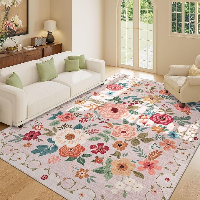 DUKINO 8x10 Area Rug, Floral Rugs - Image 5