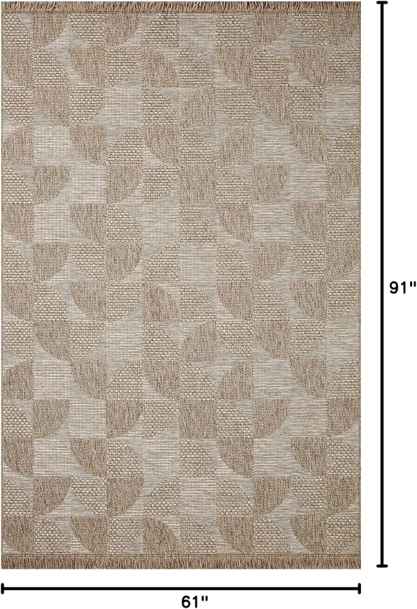 Loloi Dawn Collection Indoor/Outdoor DAW-08 Beige 5'-1" x 7'-7" Area Rug - Image 2