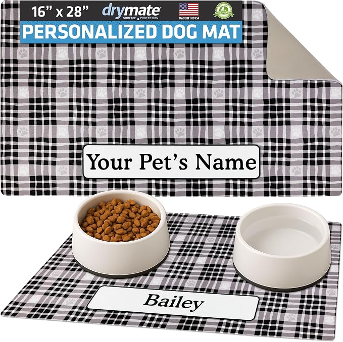 Drymate Personalized Pet Bowl Placemat, Custom Dog & Cat Food Feeding Mat by Drymate