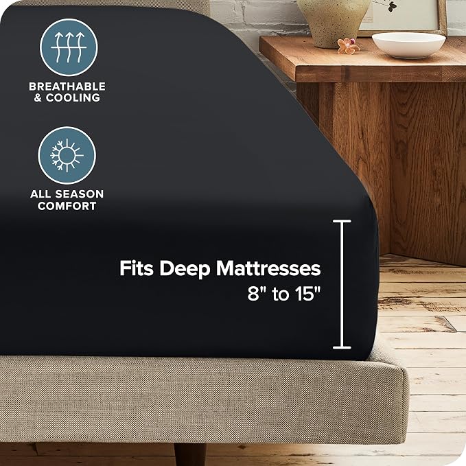 Bare Home 2-Pack Fitted Bottom Sheets King - Image 4