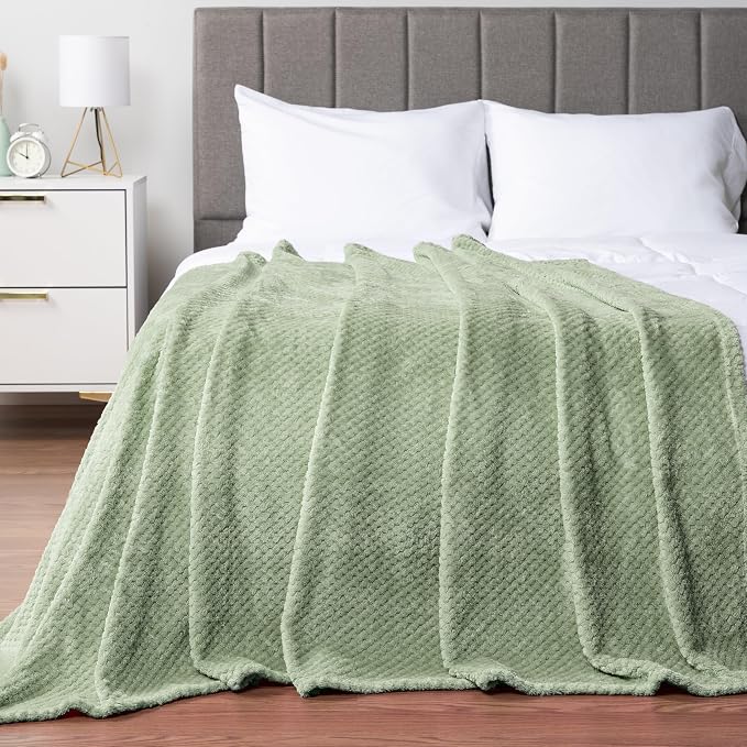 PAVILIA Sage Green Throw Blanket by PAVILIA