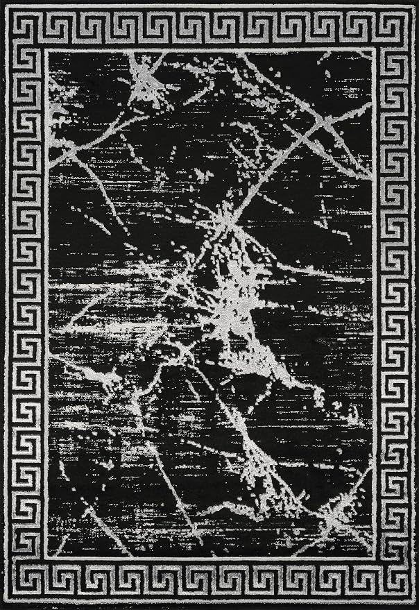 GLORY RUGS Area Rugs Marble 8x10 Black Gray Carpet Modern Abstract Rug Living - Image 2