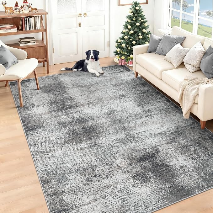 5x7 Area Rugs for Living Room: Washable Rug Modern Abstract Neutral Soft Rugs by LOSBULAKE