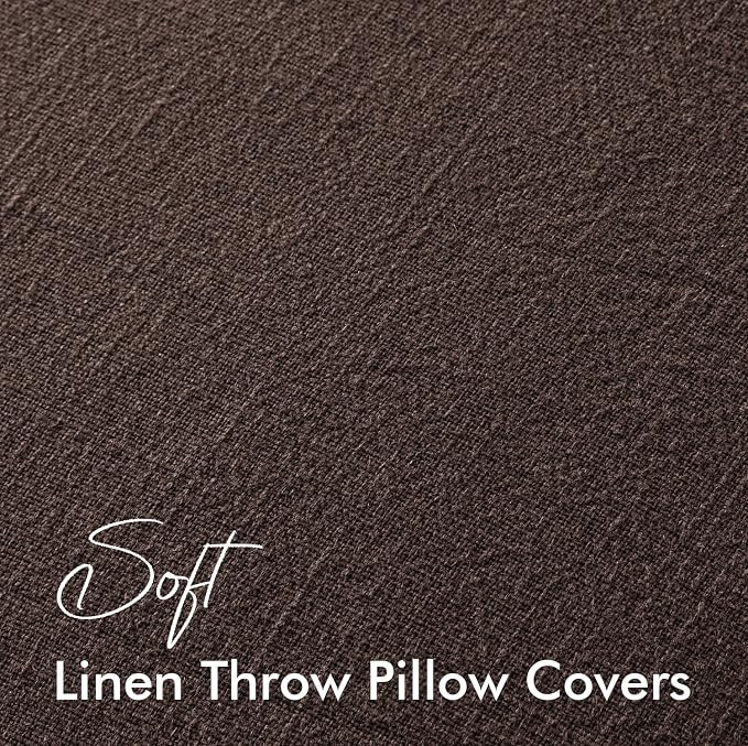 EMEMA Throw Pillow Covers Decorative Linen Pillow Covers 22x22 Inch Dark Brown - Image 4