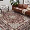 Washable Area Rug 8'x10' Retro Boho Design Non-Shedding Non-Slip Easy Care Ideal by CHAMPLANT
