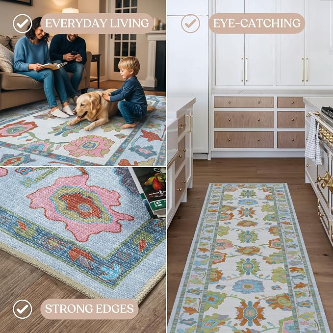 Fame Living Colorful Oushak Rug, Modern Rugs, Small Throw, Accent Area Rug - Image 4