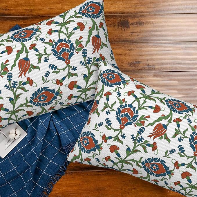 Throw Pillow Cover Case Vintage Floral Pillow Covers 20x12 Inch Set of 2 - Image 7