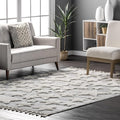 nuLOOM Raven Modern Stars High Low Shaggy Tassel Area Rug, Light Grey by nuLOOM