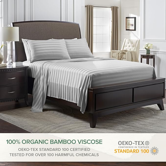 Pure Bamboo Twin Sheets, Genuine 100% Organic Viscose Derived from Bamboo Bed - Image 2