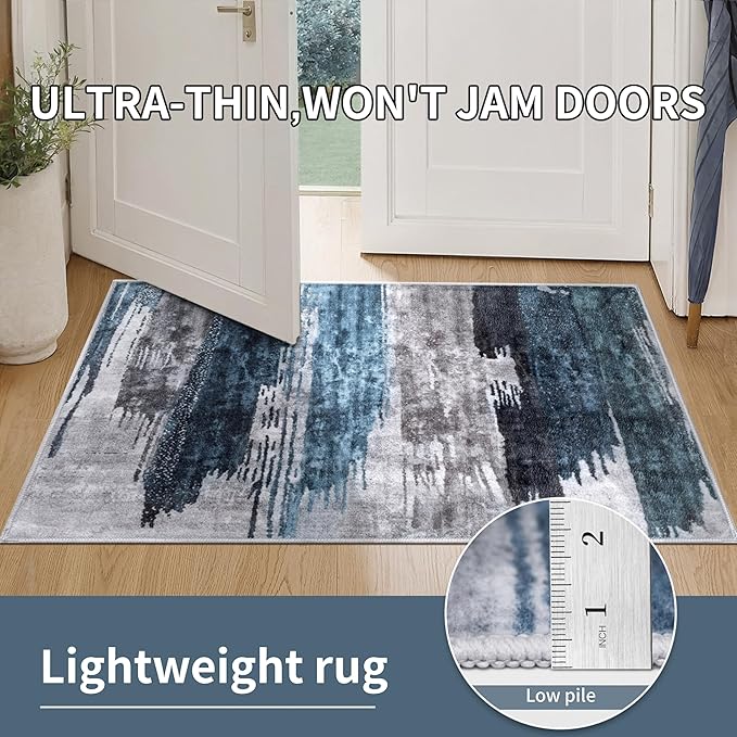 Ciicool Modern Abstract Deep Blue Gray Rug - Image 6