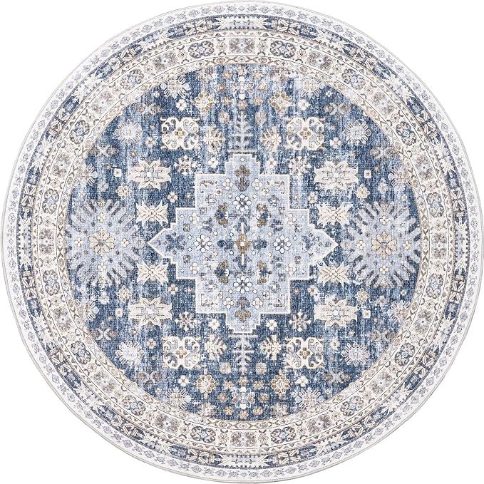 zesthome 9ft Round Rugs for Living Room, Non-Slip Washable Round Area Rugs - Image 2