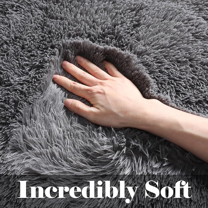 ONASAR 2x6 Grey Runner Rugs for Bedroom Living Room, Washable Fluffy Bedside - Image 2