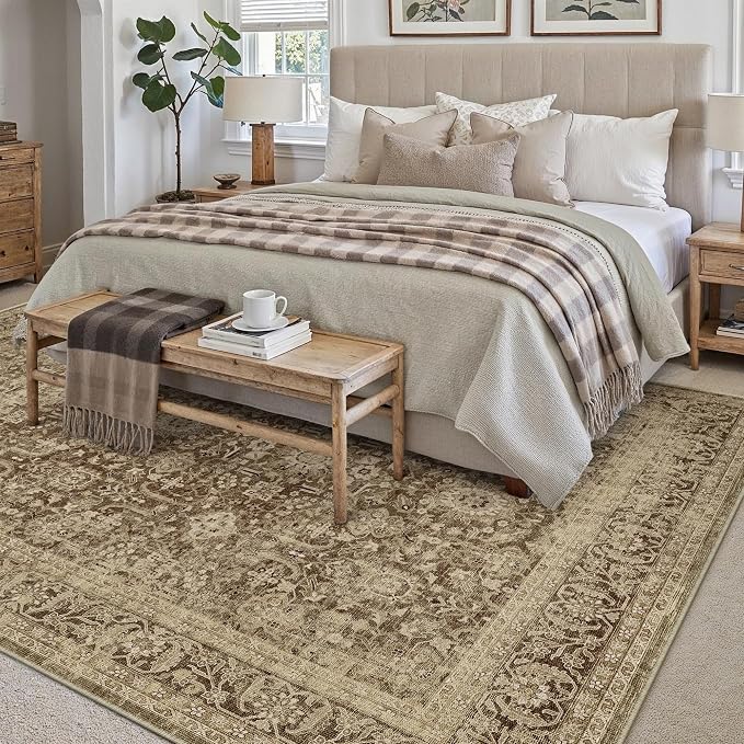 Brown 5x7 Area Rug Non Slip Vintage Living Room Distressed Machine Washable - Image 6