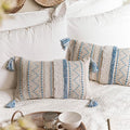 BlissBlush Blue Decorative Lumbar Throw Pillow Cover 12x20 Combo Set of 2 by BlissBlush