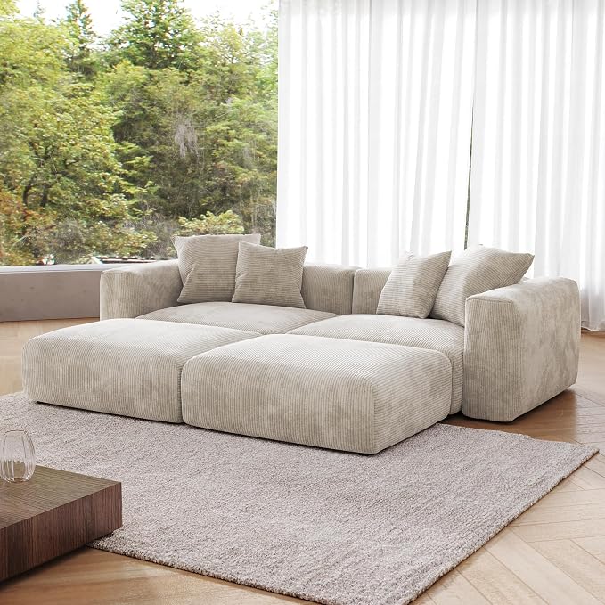 JACH Corduroy Sectional Couches by Unknown