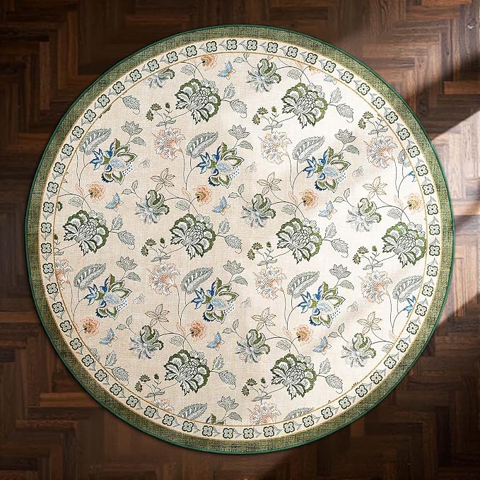 jinchan Elora 4ft Floral Round Rug - Image 9
