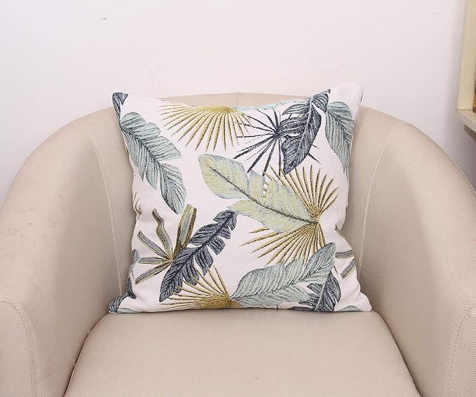 Yeiotsy Pillow Case, Decorative Tropical Leaf Throw Pillow Cover Heavy Fabric - Image 2