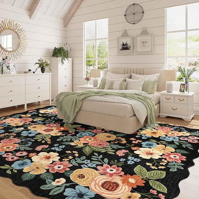 DUKINO 8x10 Area Rug, Floral Washable Rugs - Image 2