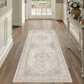 Beige Runner Rug 2x5 Washable Vintage Carpet Hallway Kitchen Soft Retro Low by PureCozy