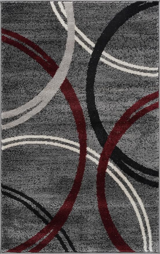 Rugshop Modern Wavy Circles Design Non-Shedding Accent Rug, Carpet - Image 2