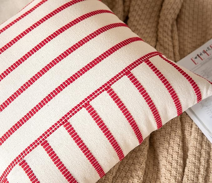 Caflife Boho Christmas Pillow Covers 18x18 Set of 2, Soft Farmhouse Decorative - Image 3