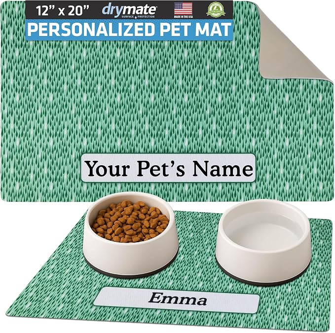 Drymate Personalized Pet Bowl Placemat, Custom Dog & Cat Food Feeding Mat by Drymate