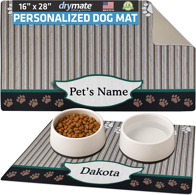 Drymate Personalized Pet Bowl Placemat, Custom Dog & Cat Food Feeding Mat by Drymate