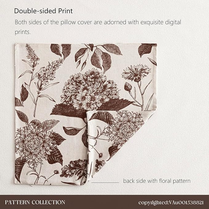 Foindtower Set of 2 Linen Floral Throw Pillow Covers Vintage Accent Print - Image 7