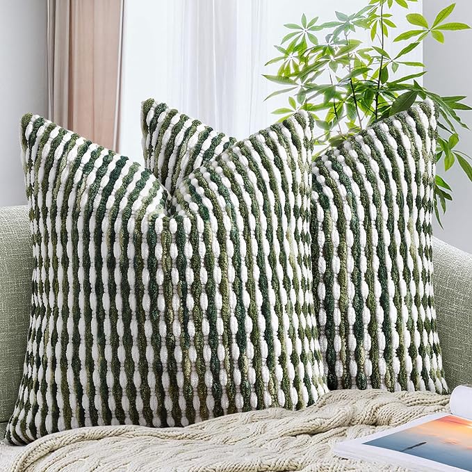 AmHoo Set of 2 Boho Chenille Pillow Cover Decorative Tufted Pillowcase by AmHootextile