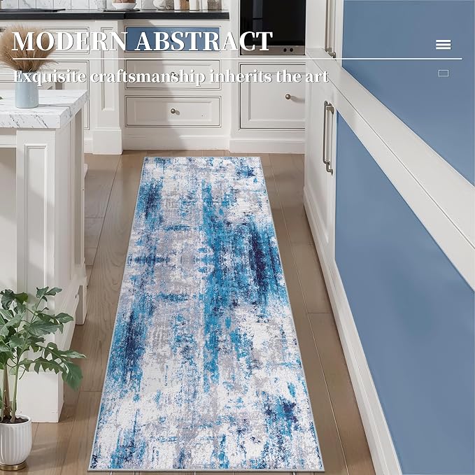 Ciicool 2x6 Washable Runner Rug, Modern Abstract Hallway Rugs Runner, Non-Slip - Image 2