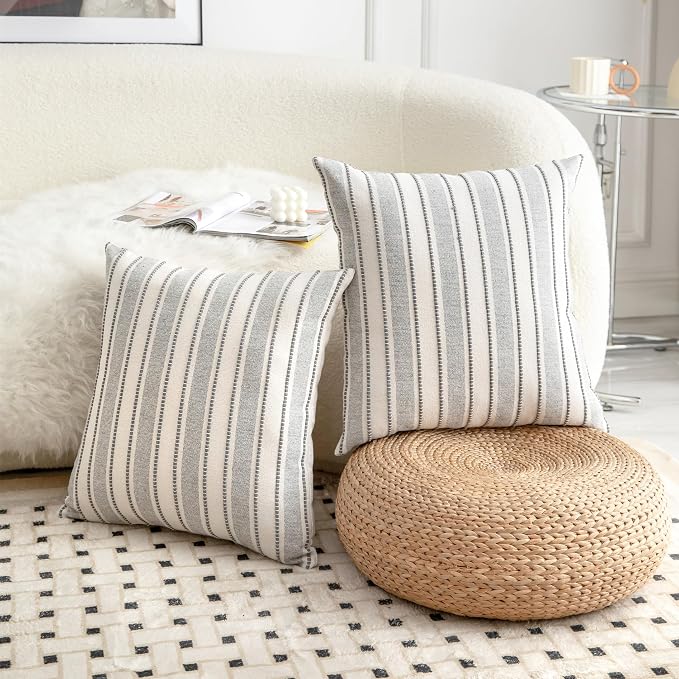 Decorative Boho Throw Pillow Covers, Farmhouse Textured Pillow Case, 18 x 18 - Image 3