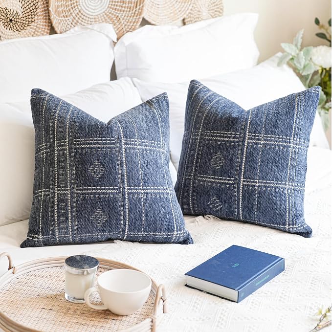 BlissBlush Decorative Throw Pillow Covers 20X20, Boho Farmhouse Cushion Cover by BlissBlush