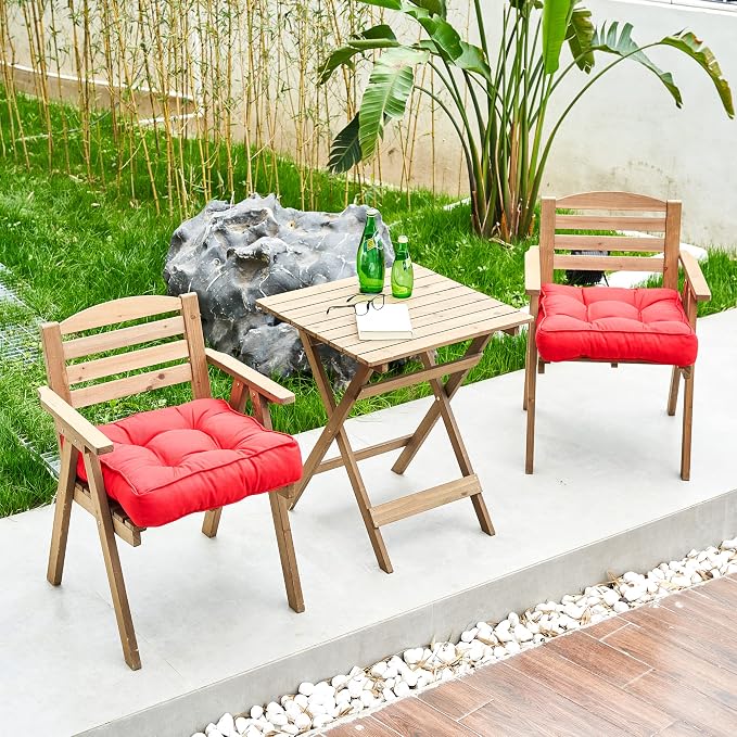 ARTPLAN Outdoor Seat Cushion, Square Thick Tufted Pure Chair Cushion - Image 3