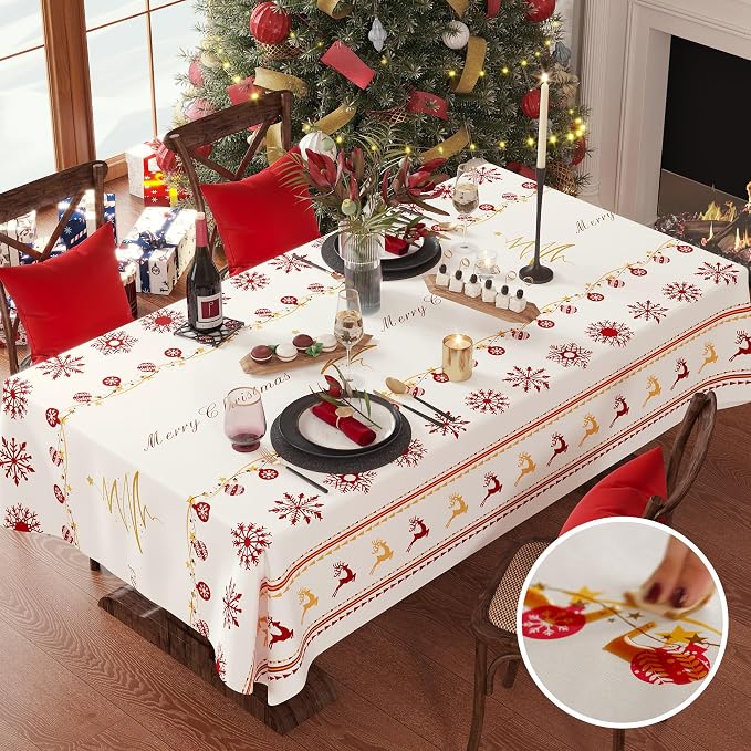 Christmas Rectangle Table Cloth, 100% Waterproof Tablecloth, Christmas - Image 7