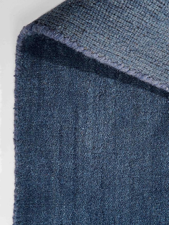 Rugsotic Carpets Hand Knotted Gabbeh Wool 10'x13' Area Rug Solid Blue L00111 - Image 4