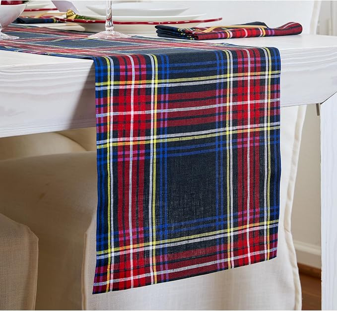 Solino Home Linen Stewart Plaid Table Runner 90 Inches Long - Image 2
