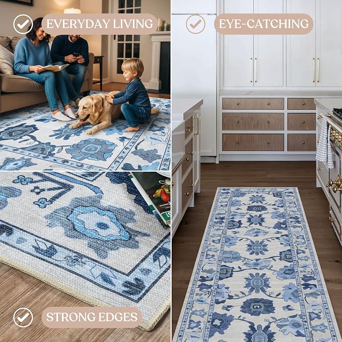 Fame Living Navy Blue Oushak Rug, Area Rugs - Image 4