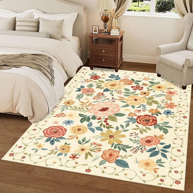 DUKINO 6x9 Area Rug, Floral Rugs - Image 2