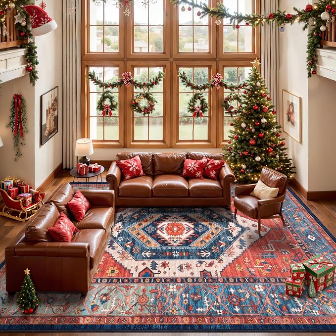 SERISSA 10x14 Area Rugs for Living Room, Large Washable Non-Slip Boho Rug - Image 2
