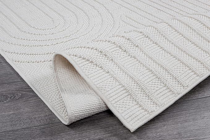 Beverly Rug Micro Loop Area Rug White 5x7 Modern Luxury Soft Circle Geometric - Image 6