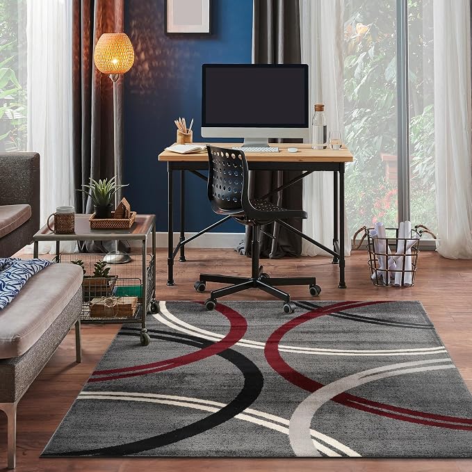 Rugshop Modern Wavy Circles Design Non-Shedding Square Rug, Carpet - Image 8